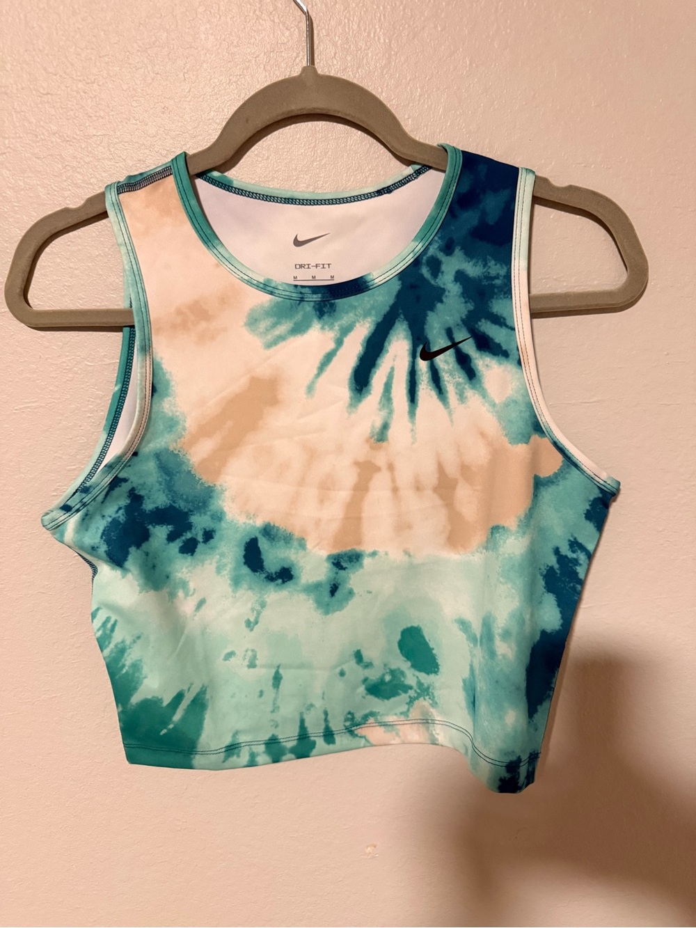 Nike Teal, Aqua & Peach Tie-Dye Dri-FIT Crop Tank